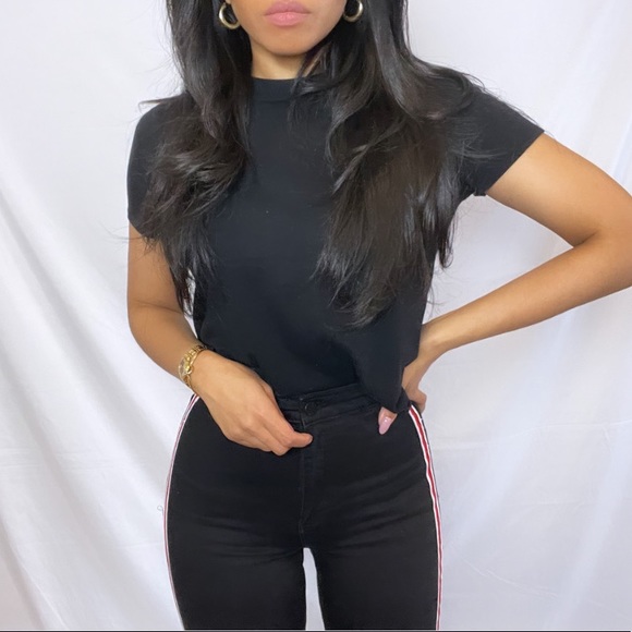 H&M | Black High Waisted Skinny Jeans with Stripe - Picture 8 of 8